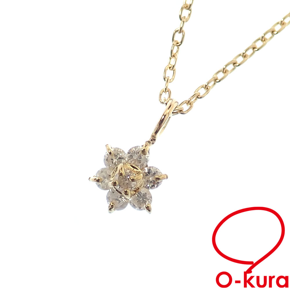 【中古】 ダイヤモンド ネックレス レディース K18YG 0.10ct 1.4g 18金 イエローゴールド 750