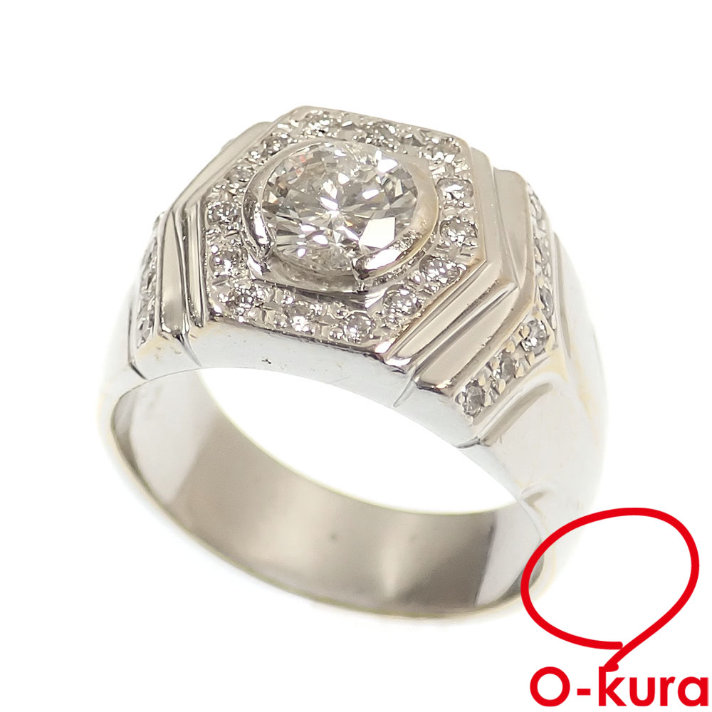 【中古】 ダイヤモンド リング レディース K18WG 16号 D1.04ct/0.26ct 15.6g 18金 ホワイトゴールド 750 指輪