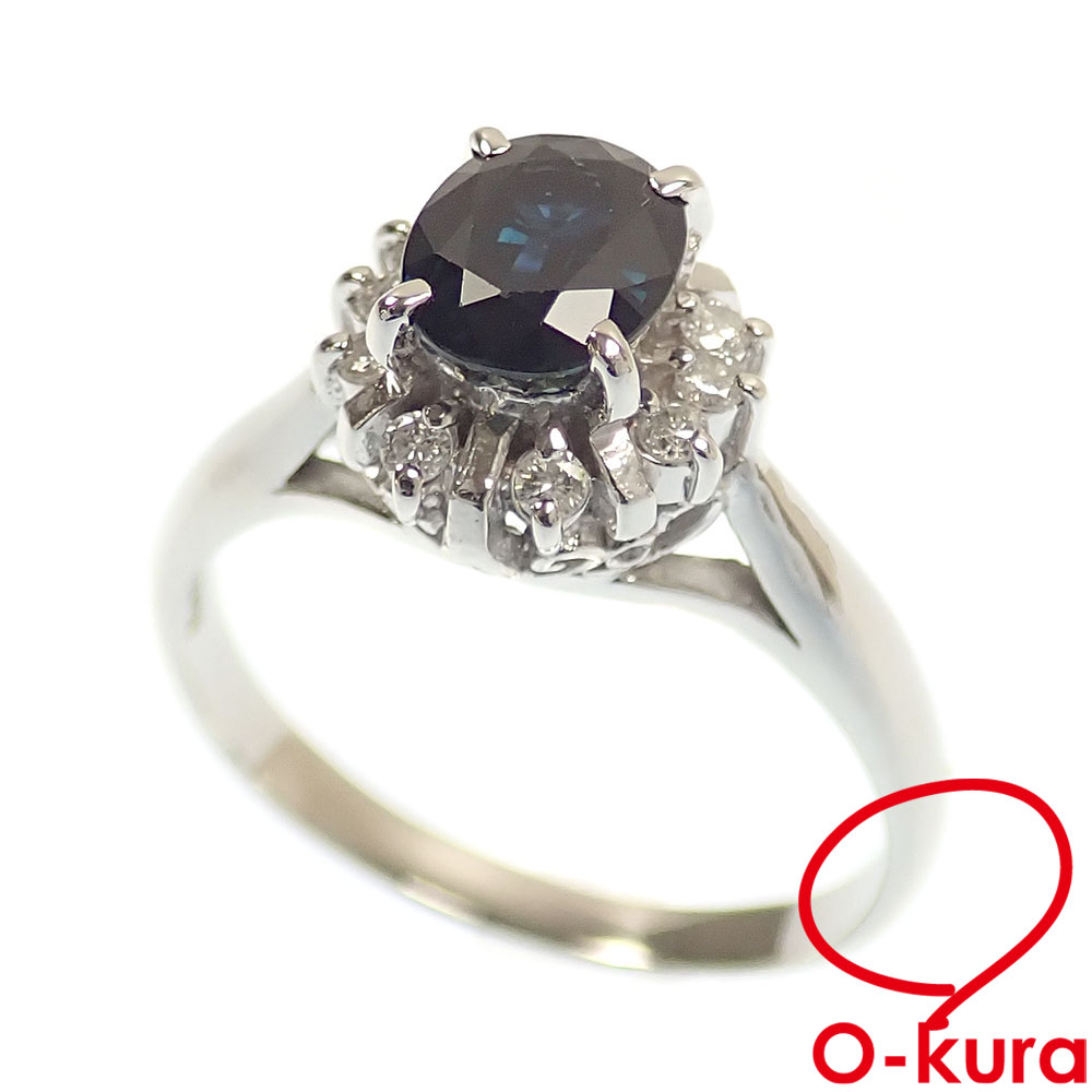 【中古】 サファイア ダイヤモンド リング レディース Pt900 13号 1.13ct 0.14ct 4.9g プラチナ 指輪