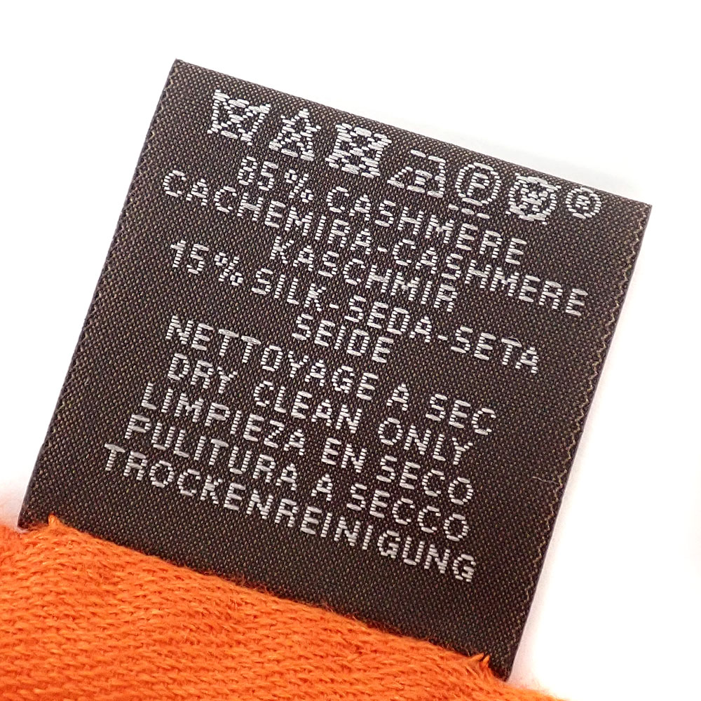 中古】 エルメス マフラーレディース オレンジ カシミヤ シルク