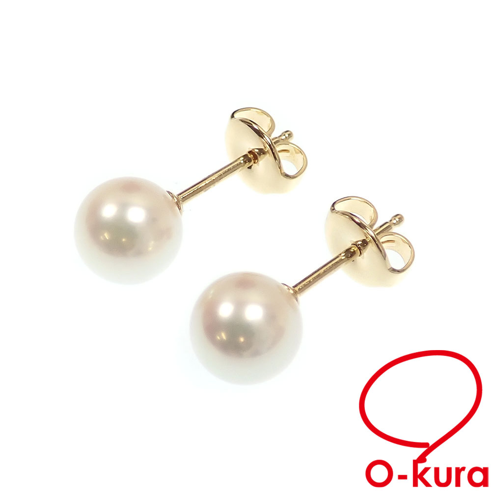 【中古】 ミキモト パール ピアス レディース K18YG 7.0mm 2.0g 18金 イエローゴールド 750 真珠