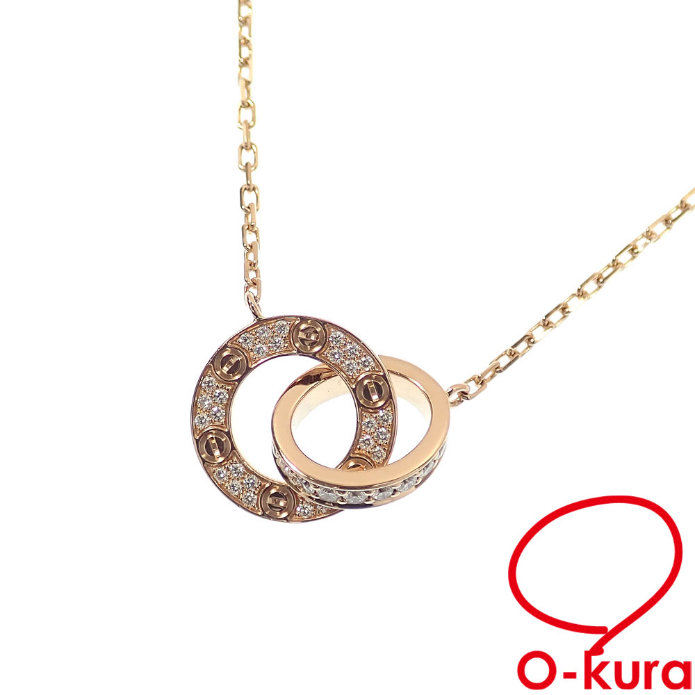 【中古】 カルティエ ラブ サークル ダイヤモンド ネックレス レディース K18PG 5.6g 18金 ピンクゴールド 750