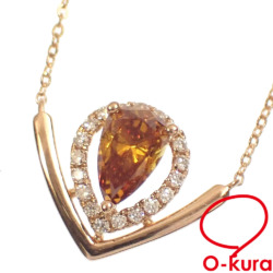 【中古】 シトリン ダイヤモンド ネックレス レディース K18PG 1.9g 18金 750 ピンクゴールド