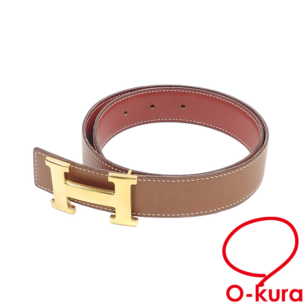 【中古】 エルメス コンスタンス Hベルト リバーシブル レディース キャメル 68cm レザー ゴールド金具 〇X刻印 1994年製造 古着 アパレル