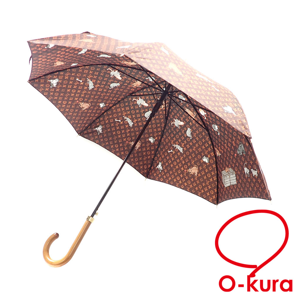 【中古】 ルイ・ヴィトン 雨傘 モノグラム・キャット パラプルュイ・キャットグラム レディース MP2263 雨具 長傘