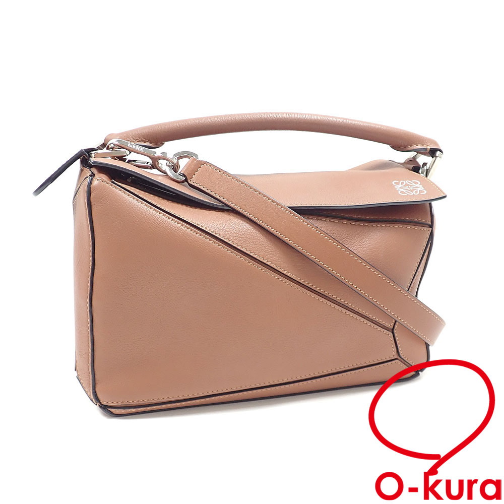 【中古】 ロエベ ハンドバッグ パズルバッグ スモール レディース ブラウン レザー 2WAY ショルダー 肩掛け