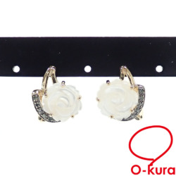 【中古】 色石付き ピアス レディース K10YG 4.0g 10金 イエローゴールド 花 フラワー