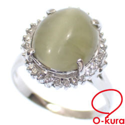 【中古】 キャッツアイ ダイヤモンド リング レディース Pt900 17号 D0.38ct/5.08ct 7.4g プラチナ 指輪