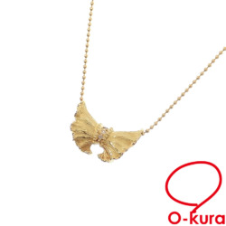 【中古】 ダイヤモンド ネックレス レディース K18YG 0.02ct 5.4g 18金 イエローゴールド 750 リボンモチーフ ボールチェーン