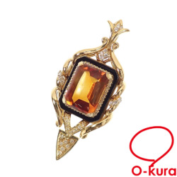 【中古】 シトリン ダイヤモンド ペンダントトップ レディース K18YG 13.66ct 0.59ct 19.2g 18金 イエローゴールド 750 ペンダントヘッド