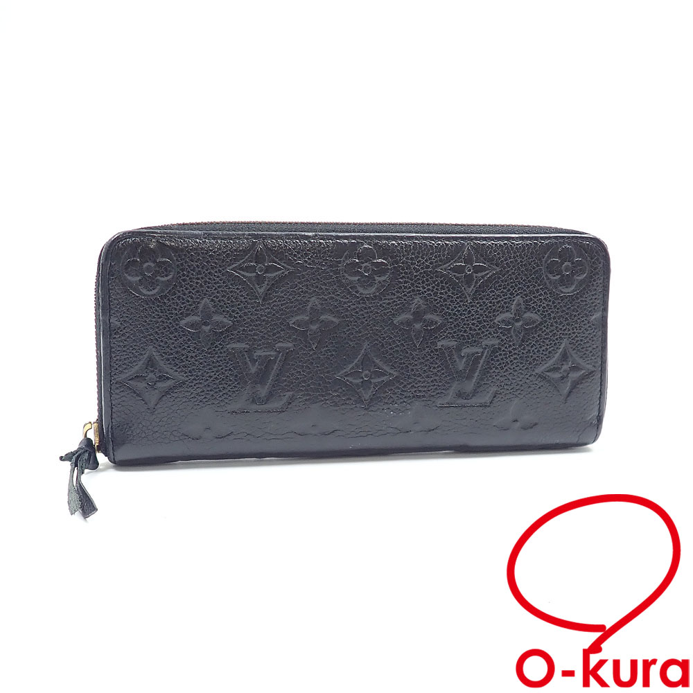 【中古】 ルイ・ヴィトン ラウンドファスナー 長財布 モノグラムアンプラント ポルトフォイユ・クレマンス レディース M60171 ノワール 黒