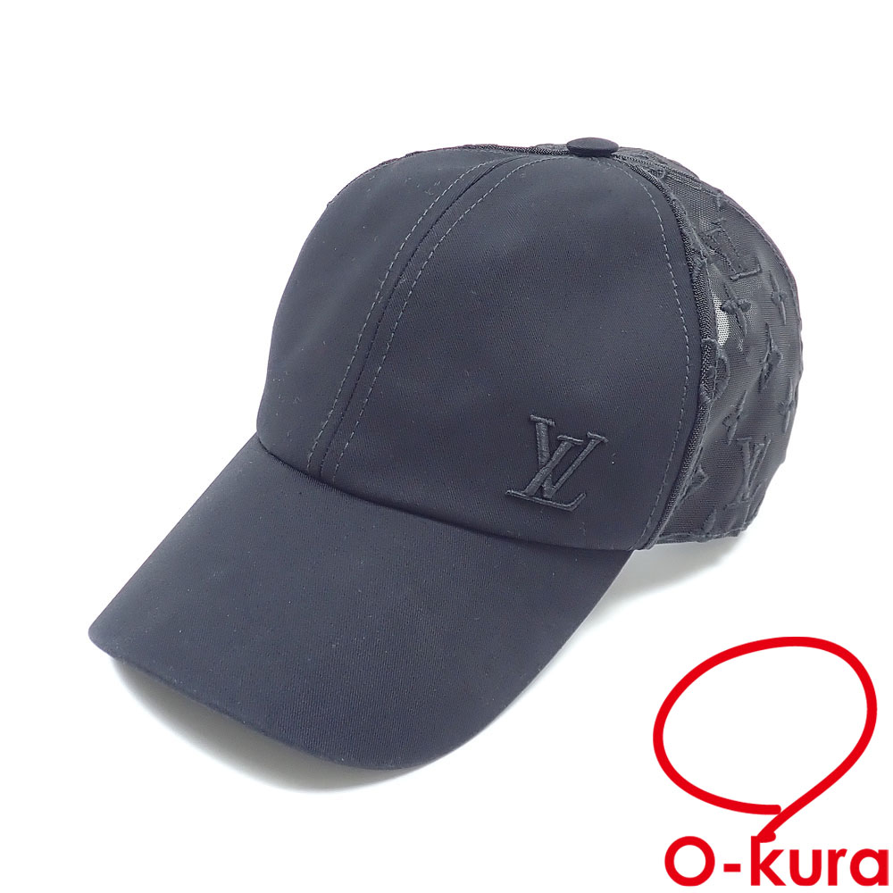 【中古】 ルイ・ヴィトン キャップ・ベースボール モノグラム メッシュ 帽子 メンズ ブラック 黒 コットン他 M77115 古着 アパレル