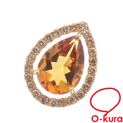 【中古】 シトリン ダイヤモンド ペンダントトップ レディース K18YG 1.50ct 0.20ct 1.3g 18金 イエローゴールド 750 ペンダントヘッド