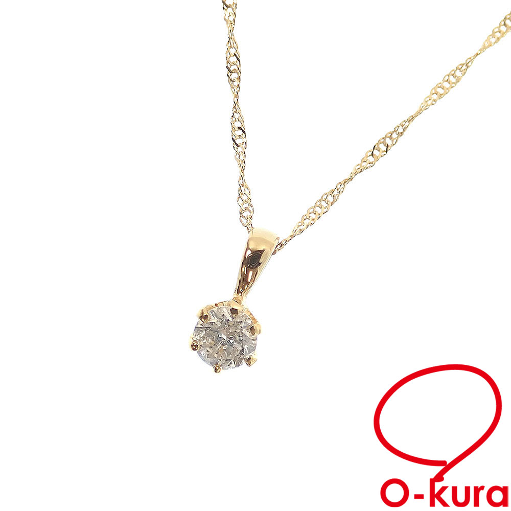 【中古】 ダイヤモンド ネックレス レディース K18YG 0.20ct 1.1g 18金 イエローゴールド 750