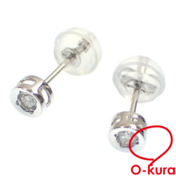 【中古】 ダイヤモンド ピアス レディース Pt900 0.7g プラチナ 一粒 スタッド