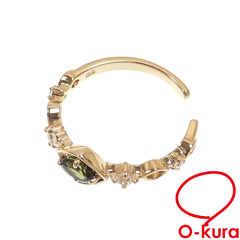 【中古】 ツツミ グリーントルマリン 透明石 イヤーカフ レディース K10YG 1.0g 10金 イエローゴールド イヤーアクセサリー