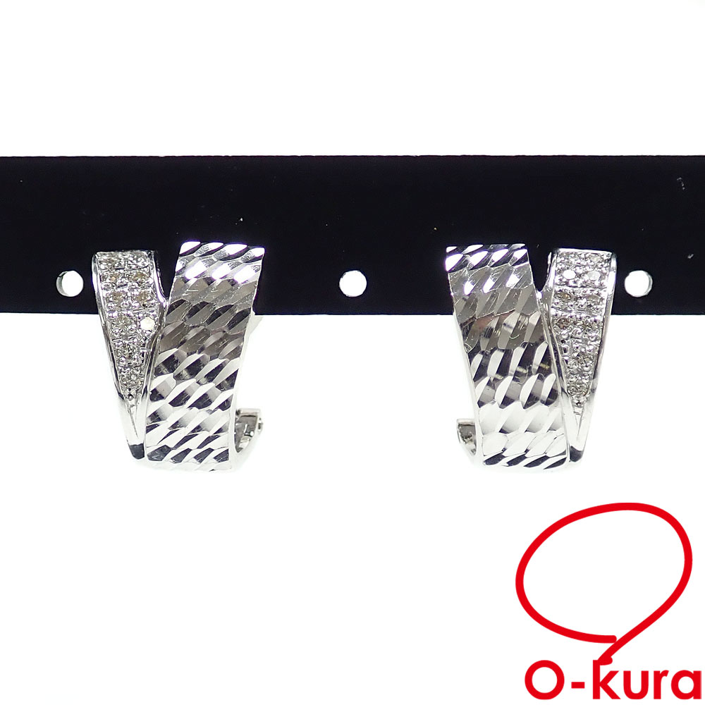【中古】 ダイヤモンド イヤリング ピアス レディース K18WG 0.10ct/0.10ct 4.7g 18金 ホワイトゴールド 750 2WAY