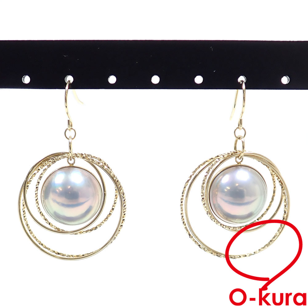 【中古】 パール フック ピアス レディース K18YG 12.0mm 6.3g 18金 イエローゴールド 750 真珠