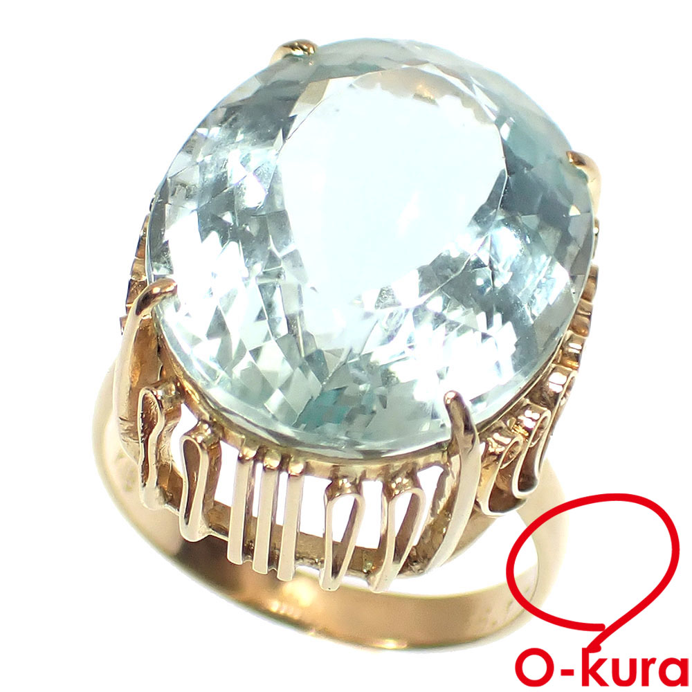 【中古】 ブルートパーズ リング レディース K18YG 13号 15.87ct 7.2g 18金 750 イエローゴールド 指輪