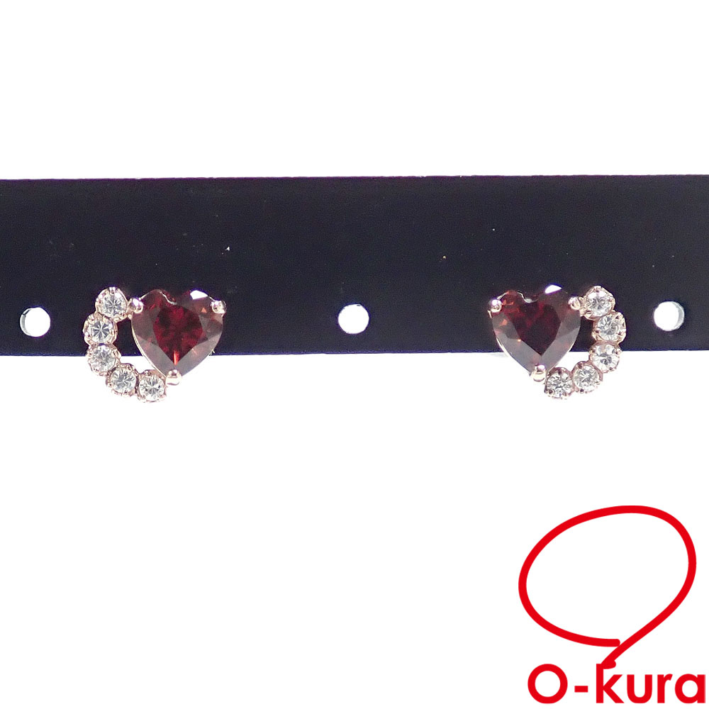 【中古】 ガーネット 透明石 ピアス レディース K10PG 0.6g 10金 ピンクゴールド