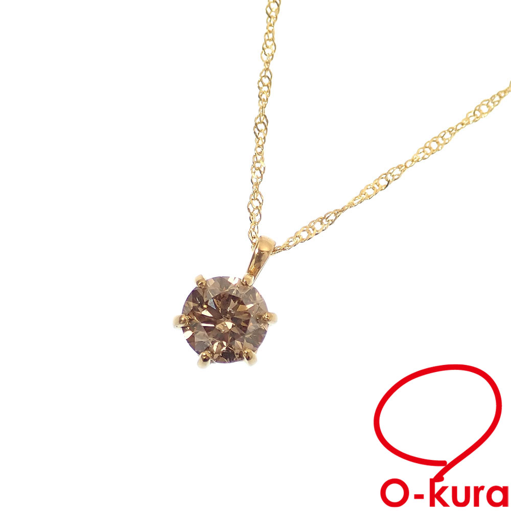 【中古】 ダイヤモンド ネックレス レディース K24YG 1.00ct 2.0g 24金 イエローゴールド