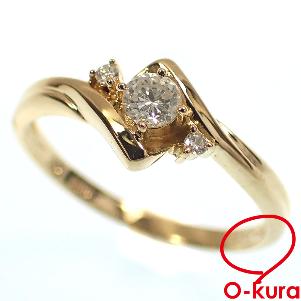 【中古】 ダイヤモンド リング レディース K18YG 11号 0.12ct 2.0g 18金 750 イエローゴールド 指輪