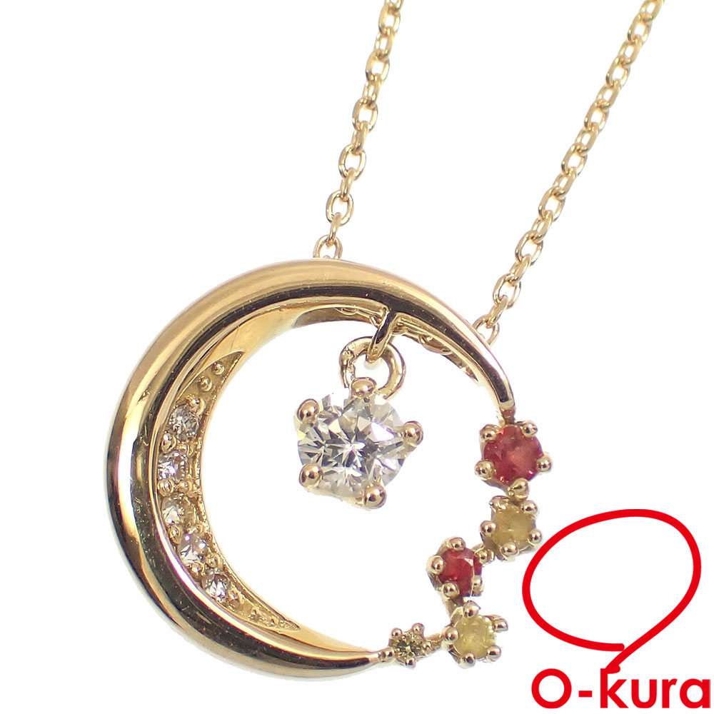 【中古】 フェスタリア ダイヤモンド ネックレス レディース K18YG 0.174ct 3.4g 18金 750 イエローゴールド