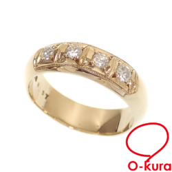 【中古】 ダイヤモンド リング レディース K18YG 18号 0.37ct 7.9g 18金 イエローゴールド 750 指輪