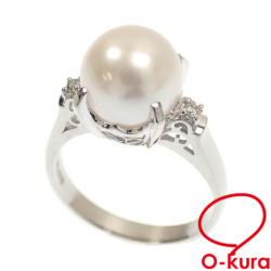【中古】 パール ダイヤモンド リング レディース Pt900 11号 9.0mm 0.04ct 5.4g プラチナ 真珠 指輪