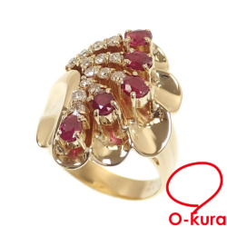 【中古】 ルビー ダイヤモンド リング レディース K18YG 11号 R1.08ct D0.50ct 12.6g 18金 イエローゴールド 750 指輪
