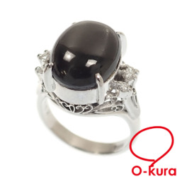【中古】 ブラックキャッツアイ ダイヤモンド リング レディース Pt900 10.5号 0.12ct 9.3g プラチナ 指輪