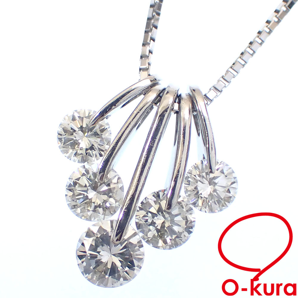【中古】 ダイヤモンド ネックレス レディース Pt850 Pt900 1.547ct/0.552ct 7.0g プラチナ