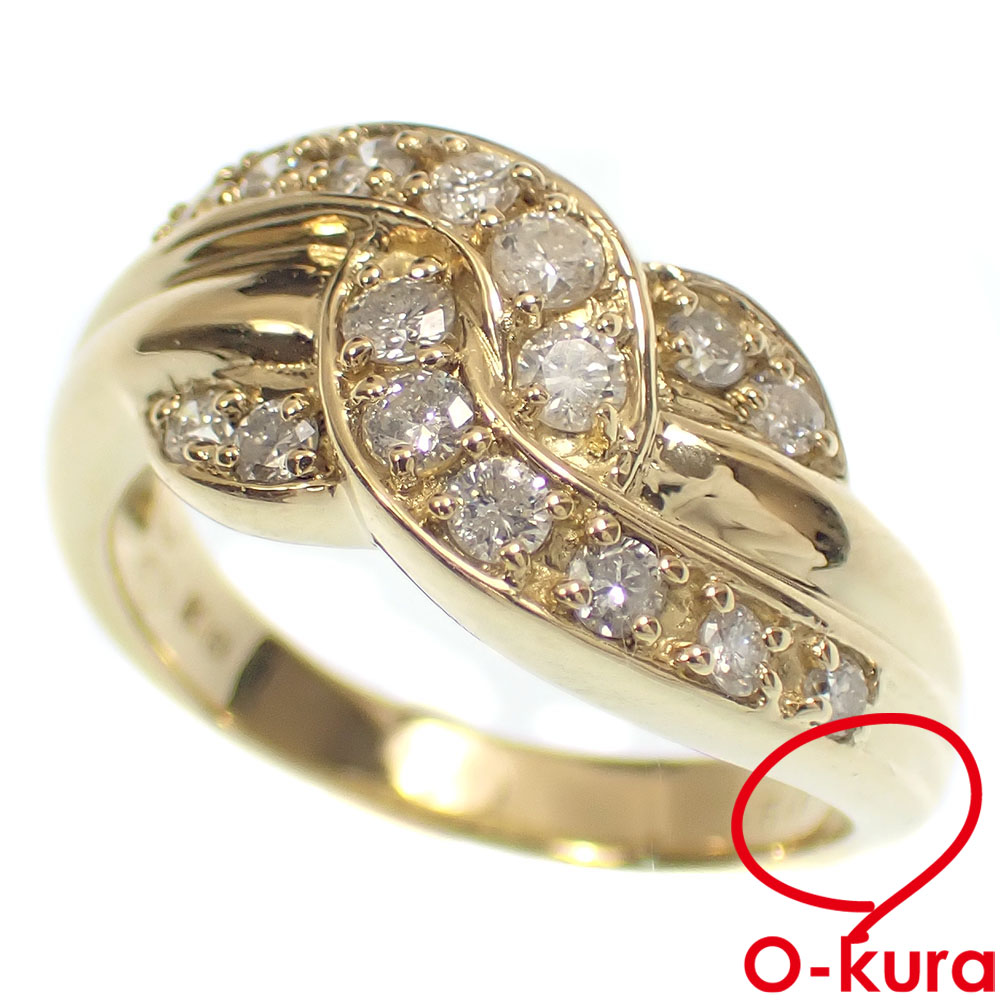 【中古】 ダイヤモンド リング レディース K18YG 13号 0.50ct 6.6g 18金 750 イエローゴールド 指輪