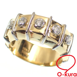 【中古】 ダイヤモンド リング レディース Pt900 K18YG 15号 0.29ct 9.9g プラチナ 18金 750 イエローゴールド 指輪