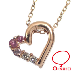 【中古】 4℃ ハートモチーフ ネックレス レディース ルビー ダイヤモンド K10PG 1.6g 10金 ピンクゴールド ヨンドシー