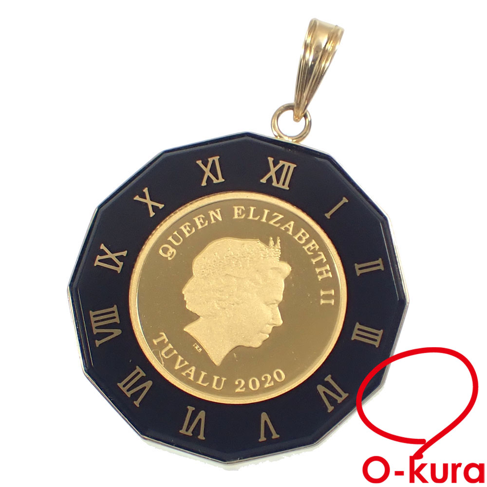 【中古】 ゴールドコイン ペンダントトップ レディース K24YG K18YG枠 4.5g 24金 18金 750 イエローゴールド 1/25 oz エリザベス二世 ペンダントヘッド