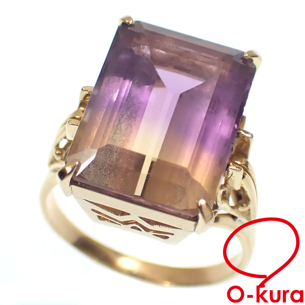 【中古】 アメトリン リング レディース K18YG 17号 10.43ct 6.8g 18金 750 イエローゴールド 指輪