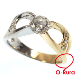 【中古】 ダイヤモンド リング レディース K18YG Pt900 14号 0.06ct/0.502ct 4.6g 18金 750 イエローゴールド プラチナ 指輪