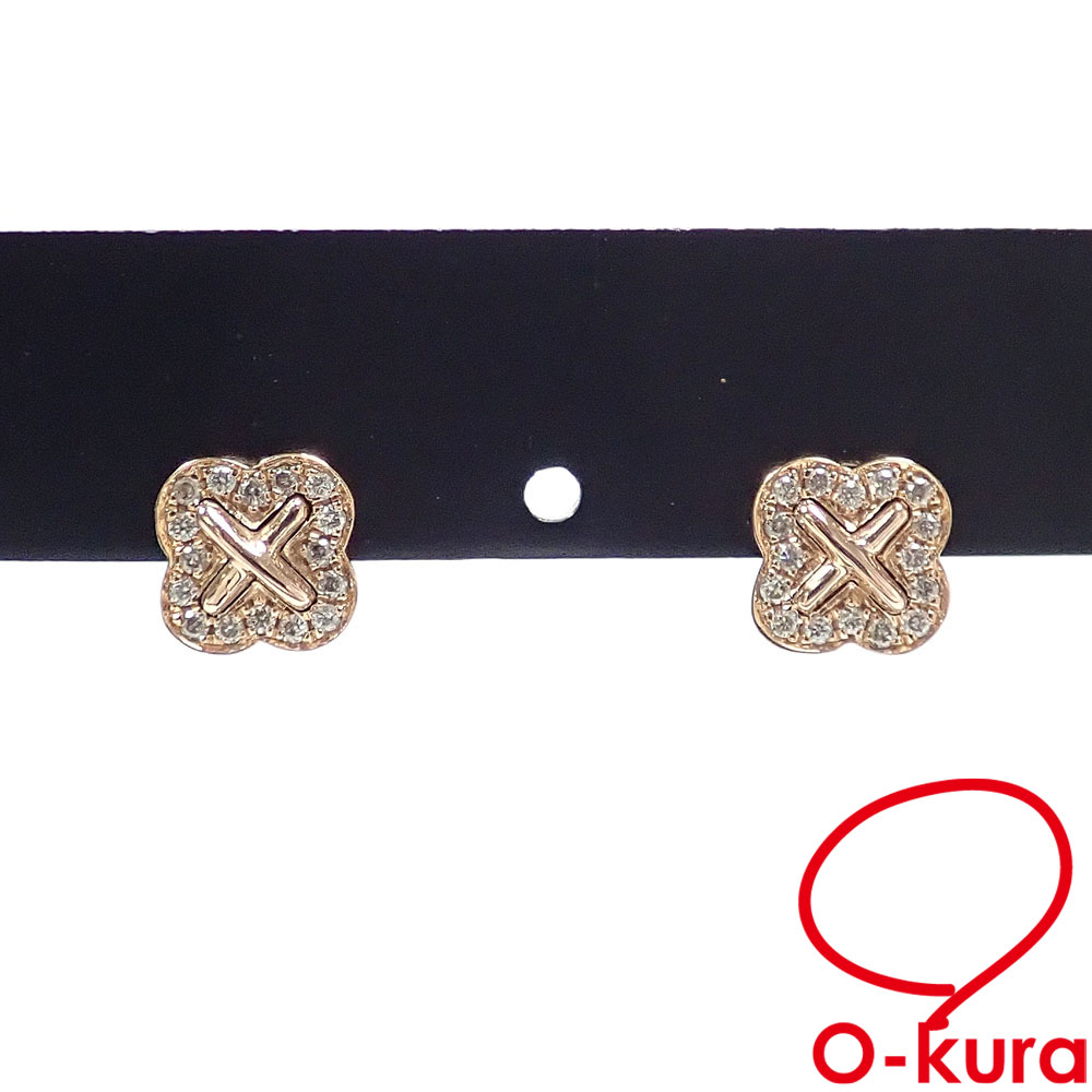 【中古】 ダイヤモンド ピアス レディース K18PG 0.100ct 1.3g 18金 ピンクゴールド 750