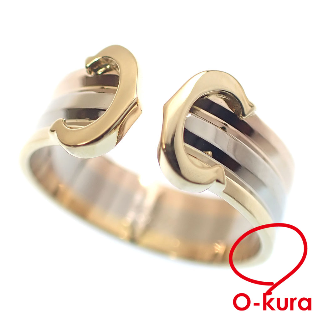 【中古】 カルティエ 2C リング レディース K18WG/YG/PG 10号 #50 3.7g 18金 750 ホワイトゴールド イエローゴールド ピンクゴールド スリーカラー 指輪