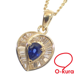 【中古】 サファイア ダイヤモンド ネックレス レディース K18YG S0.35ct/D0.24ct 3.7g 18金 750 イエローゴールド