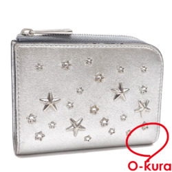 【中古】 ジミーチュウ 二つ折り 財布 コンパクトジップ ウォレット レディース シルバー レザー COMPACTZIPWALLETGTO 革 スタッズ 星 L字ファスナー