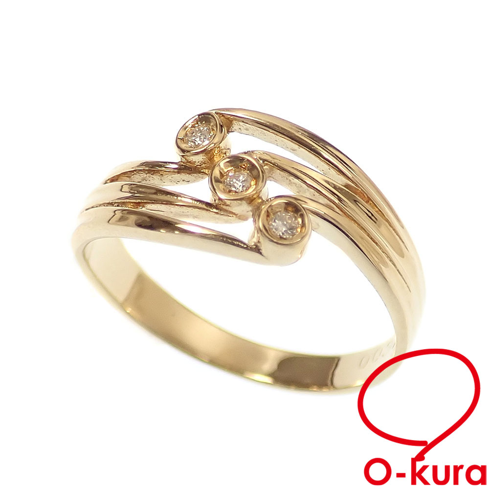 【中古】 ダイヤモンド リング レディース K18YG 11号 0.03ct 2.6g 18金 イエローゴールド 750 指輪