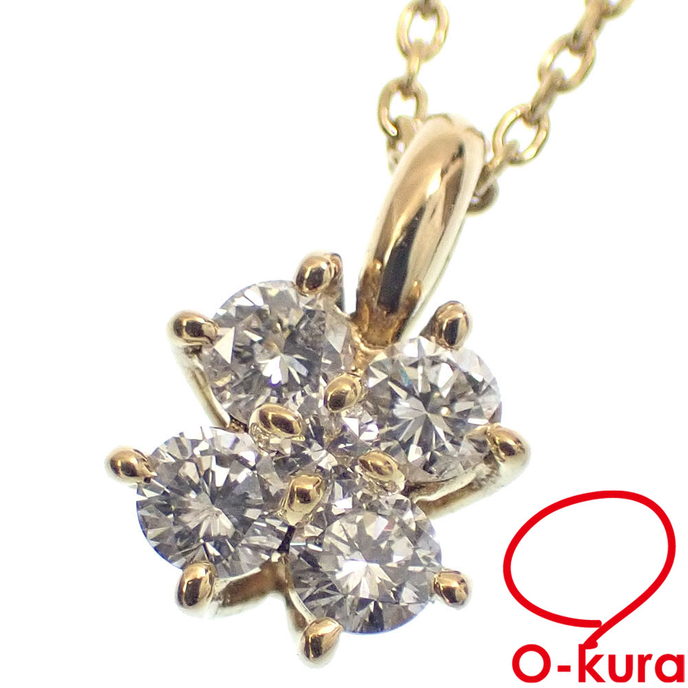 【中古】 ダイヤモンド ネックレス レディース K18YG 0.33ct 2.3g 18金 750 イエローゴールド