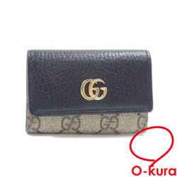 【中古】 グッチ ダブルG バイカラー キーケース ベージュ エボニー ブラック GGスプリームキャンバス レザー 456118 レディース メンズ 男女兼用