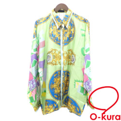 【中古】 イスタンテ Yシャツ メンズ 長袖 シルク グリーン系 サイズ50 古着 アパレル トップス 洋服