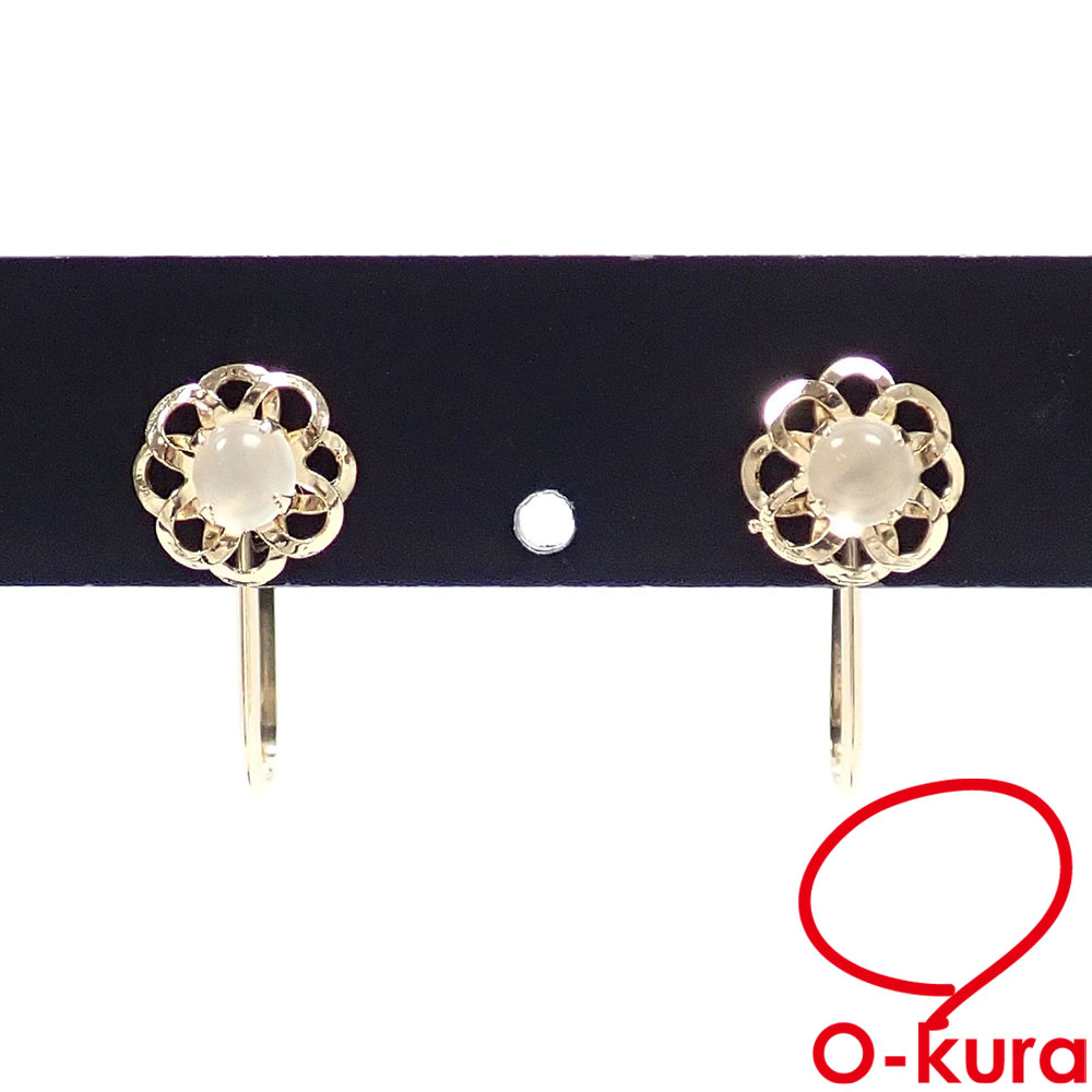 【中古】 ムーンストーン イヤリング レディース K18YG 0.9g 18金 イエローゴールド 750