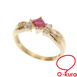 【中古】 ルビー ダイヤモンド リング レディース K18YG 12号 0.29ct D0.18ct 2.9g 18金 イエローゴールド 750 指輪
