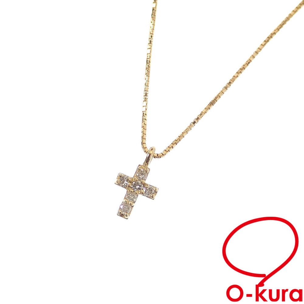 【中古】 ダイヤモンド ネックレス レディース K18YG 0.07ct 2.1g 18金 イエローゴールド 750