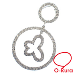 【中古】 ダイヤモンド バタフライモチーフ ペンダントトップ レディース K18WG 1.06ct 5.1g 18金 750 ホワイトゴールド 蝶々 ペンダントヘッド